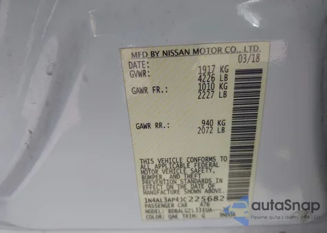2018 Nissan Altima 2.5 S z USA, uszkodzony, nr VIN 1N4AL3AP4JC225682